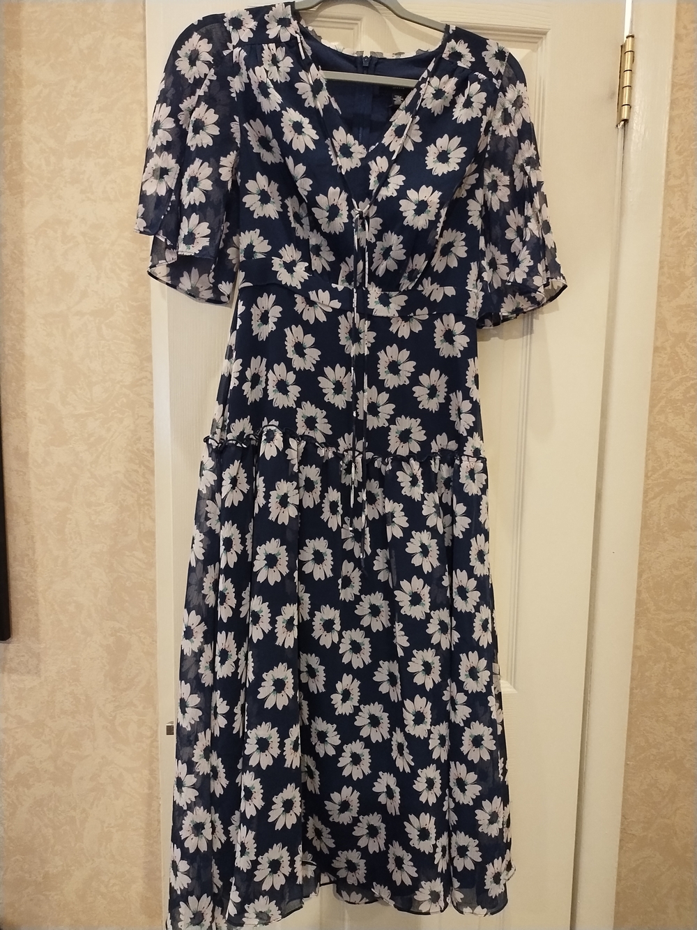 Ted Baker Navy Midi Dress with White Daisy Print